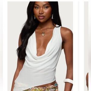 Edikted Denise sheer cowl neck top size xs NWT new lined top going out blouse